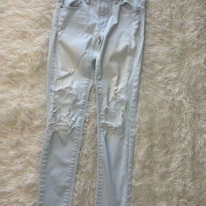 American Eagle Outfitters Light Blue Ripped Skinny Jeans super stretch